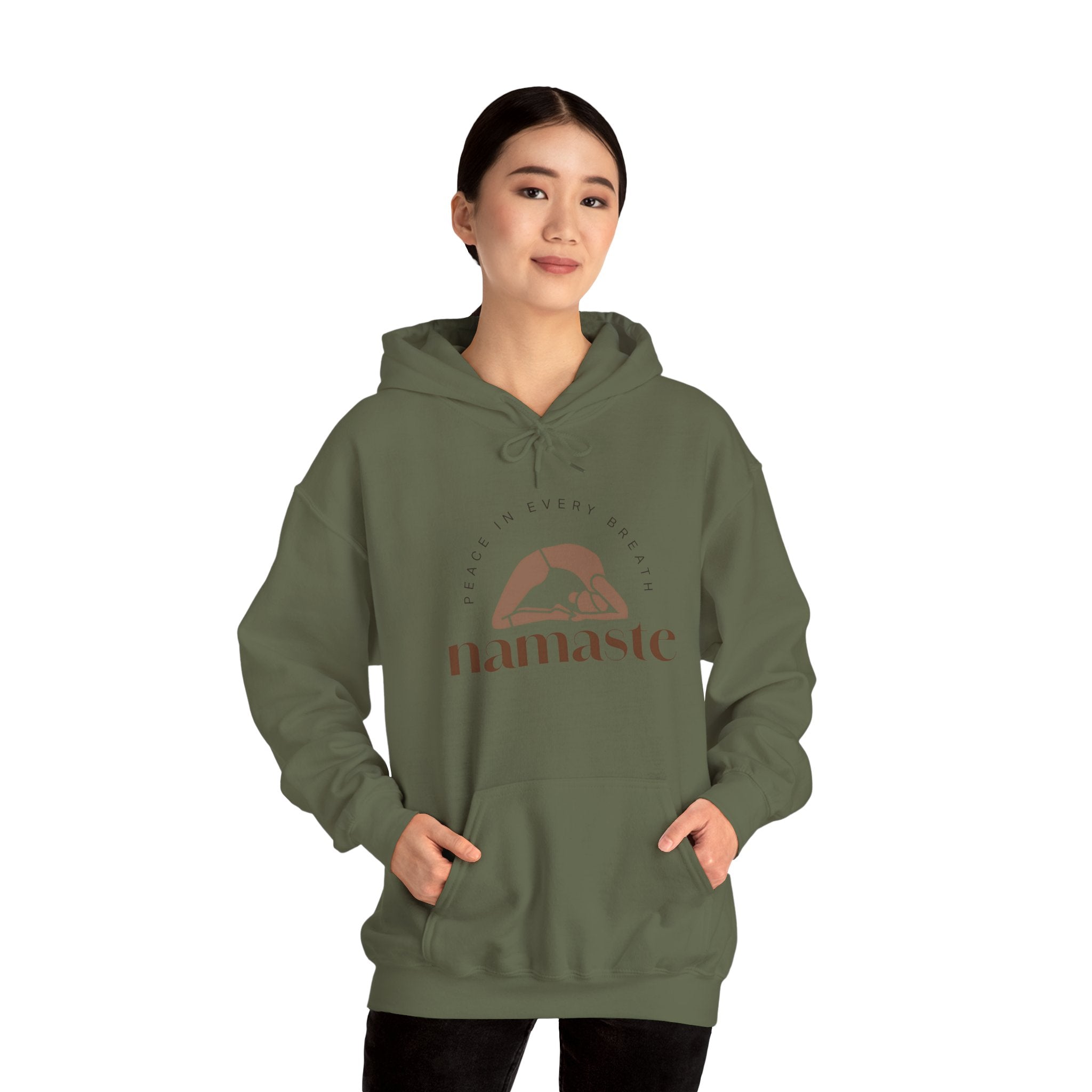 Namaste Unisex Hooded Sweatshirt, Cozy Casual Wear, Streetwear Style, Eco - Friendly Gift - Soul Breathe