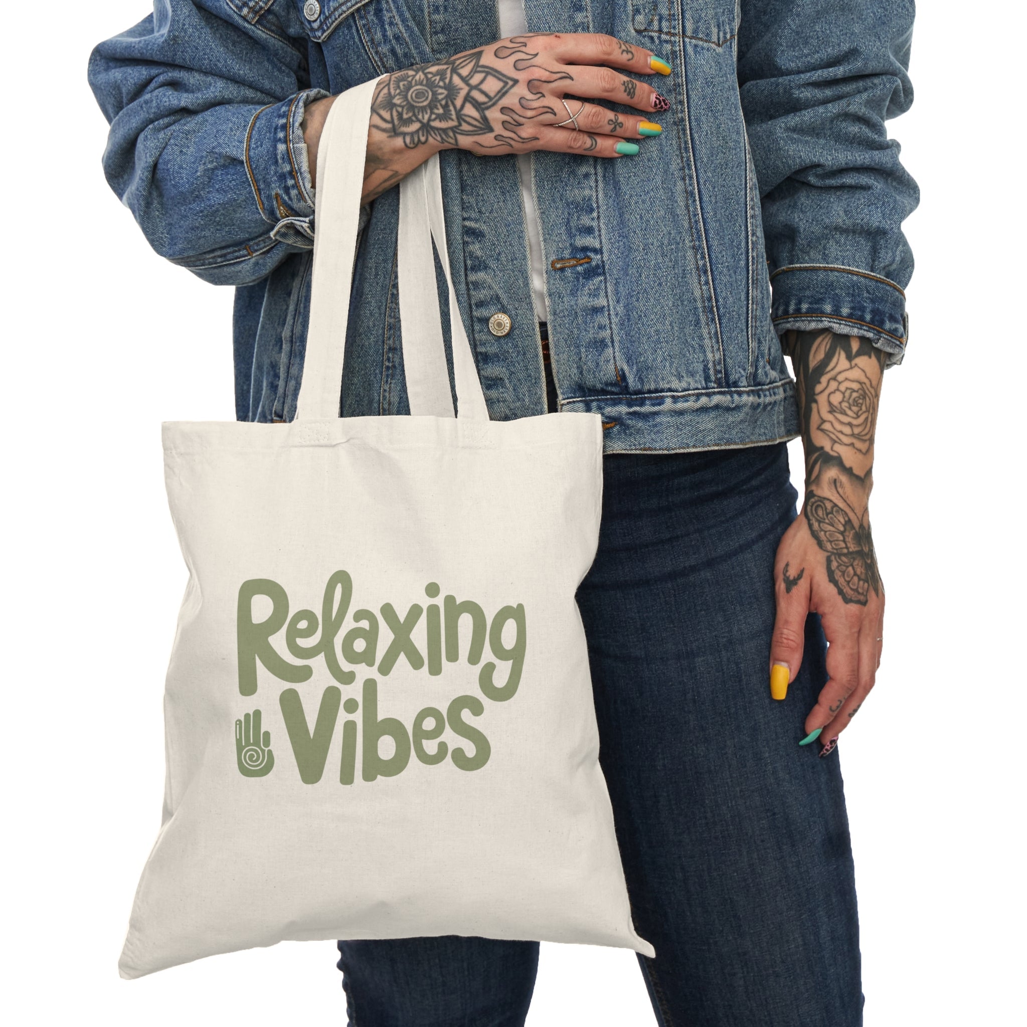 Relaxing Vibes Tote Bag, Eco - Friendly Shopping Bag, Motivational Gift, Smile Design, Canvas Tote, Everyday Use, Perfect for Gifts - Soul Breathe