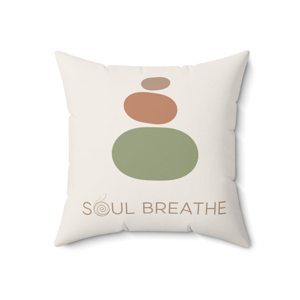 Soul Breathe Faux Suede Square Pillow | Meditation Decor, Relaxation Gift, Cozy Home Accent, Spiritual Vibes, Mindfulness - Soul Breathe