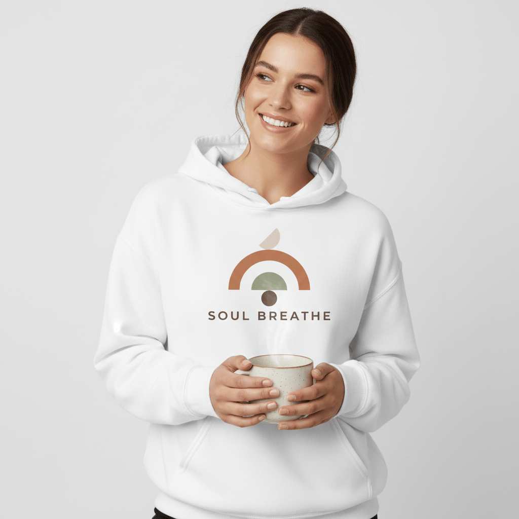 Soul Breathe Hoodie — Minimal Rainbow Yoga & Meditation Sweatshirt - Soul Breathe