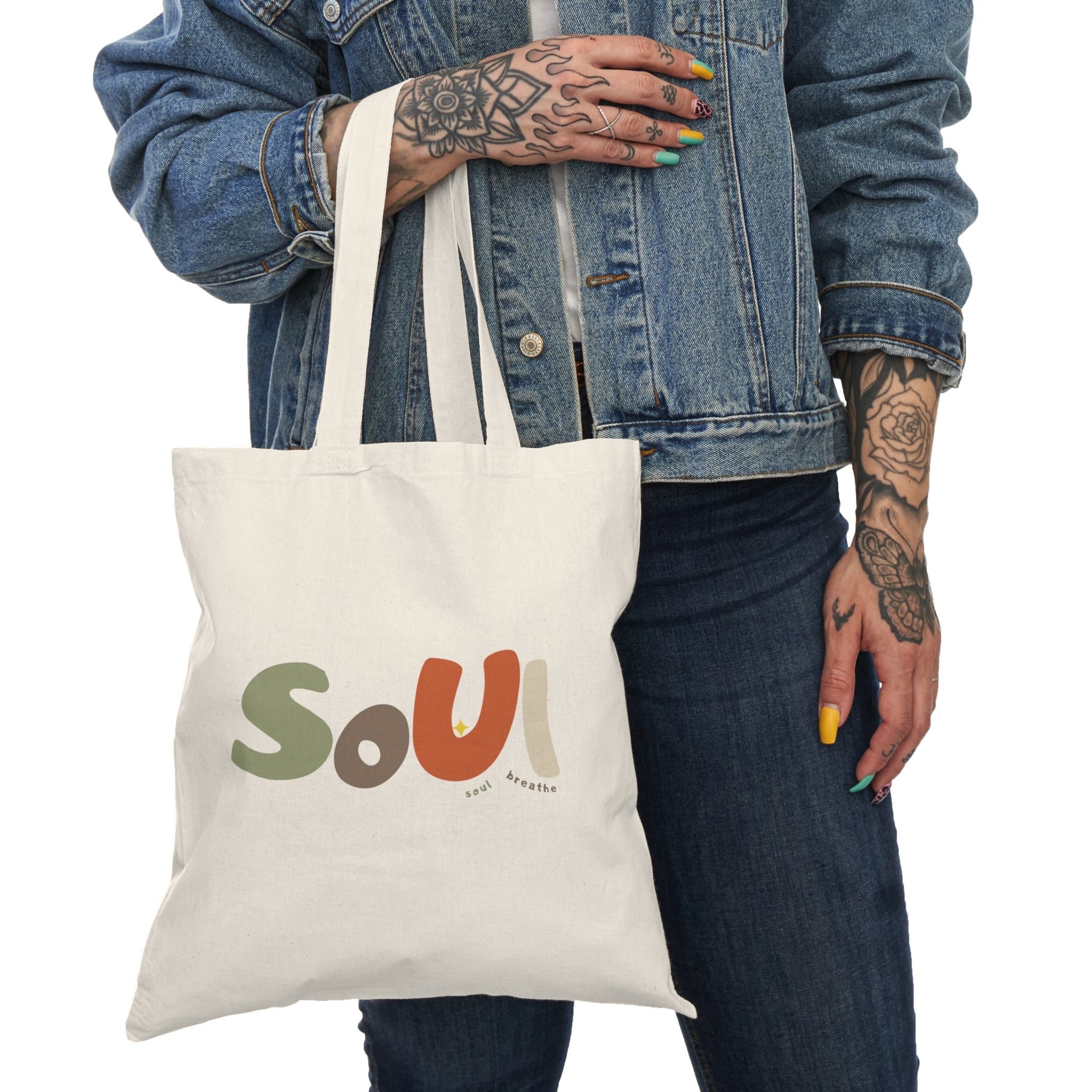Soul Tote Bag, Eco - Friendly Shopping Bag, Motivational Gift, Smile Design, Canvas Tote, Everyday Use, Perfect for Gifts - Soul Breathe