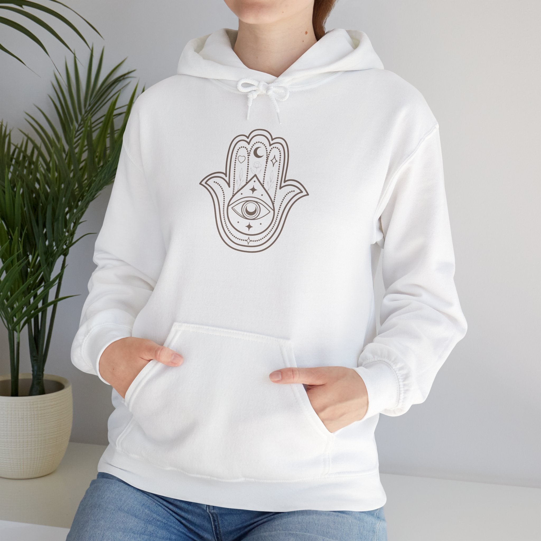 Spiritual Hamsa Hoodie - Cozy Unisex Sweatshirt with Spiritual Design, Ideal for Meditation, Yoga, or Everyday Wear, Gift for Her or Him - Soul Breathe