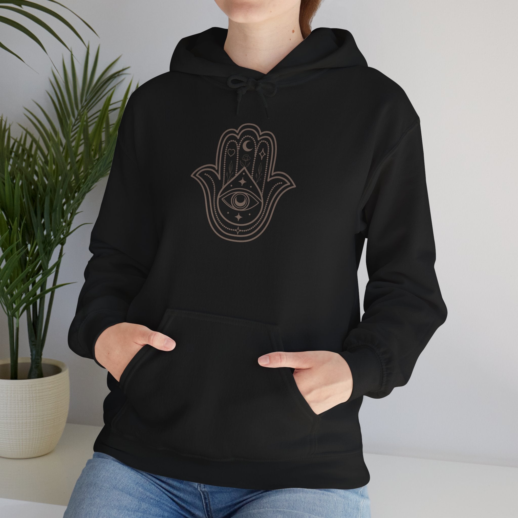 Spiritual Hamsa Hoodie - Cozy Unisex Sweatshirt with Spiritual Design, Ideal for Meditation, Yoga, or Everyday Wear, Gift for Her or Him - Soul Breathe