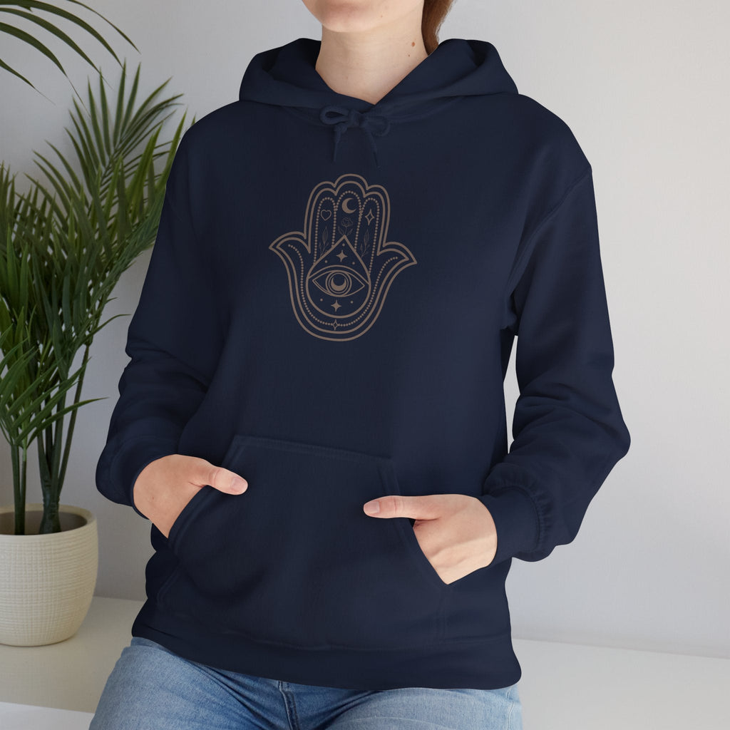 Spiritual Hamsa Hoodie - Cozy Unisex Sweatshirt with Spiritual Design, Ideal for Meditation, Yoga, or Everyday Wear, Gift for Her or Him - Soul Breathe