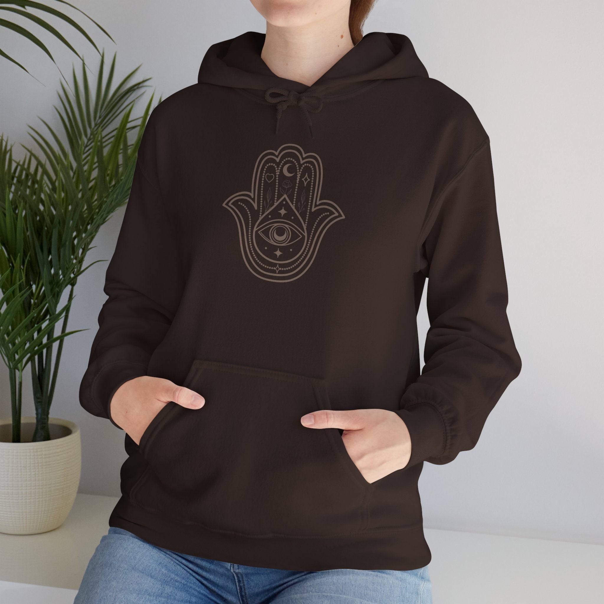 Spiritual Hamsa Hoodie - Cozy Unisex Sweatshirt with Spiritual Design, Ideal for Meditation, Yoga, or Everyday Wear, Gift for Her or Him - Soul Breathe