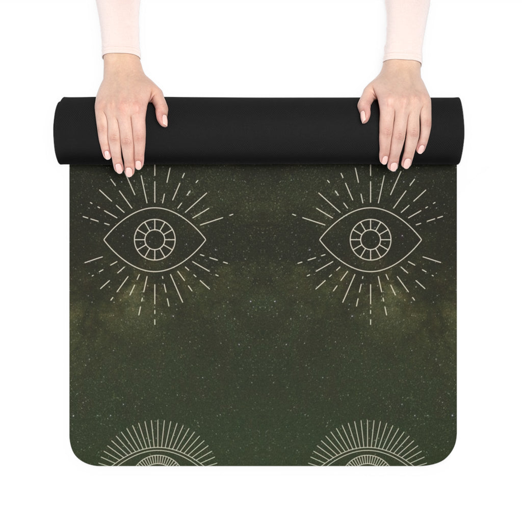 Yoga Mat with Green Cosmos Design, Eco - Friendly Rubber Exercise Mat, Non - Slip Yoga Mat, Perfect for Home, Gym and Studio Use - Soul Breathe