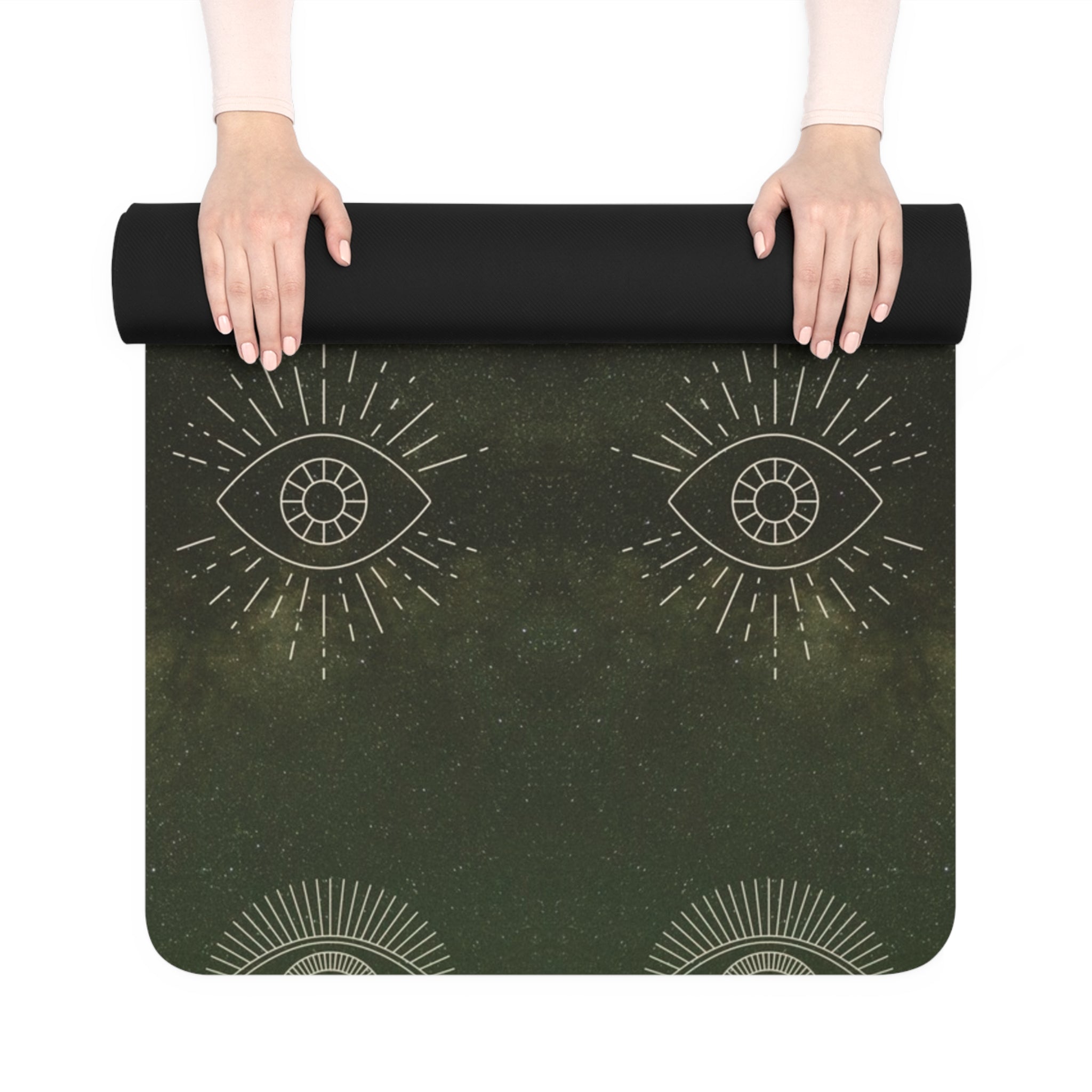 Yoga Mat with Green Cosmos Design, Eco - Friendly Rubber Exercise Mat, Non - Slip Yoga Mat, Perfect for Home, Gym and Studio Use - Soul Breathe