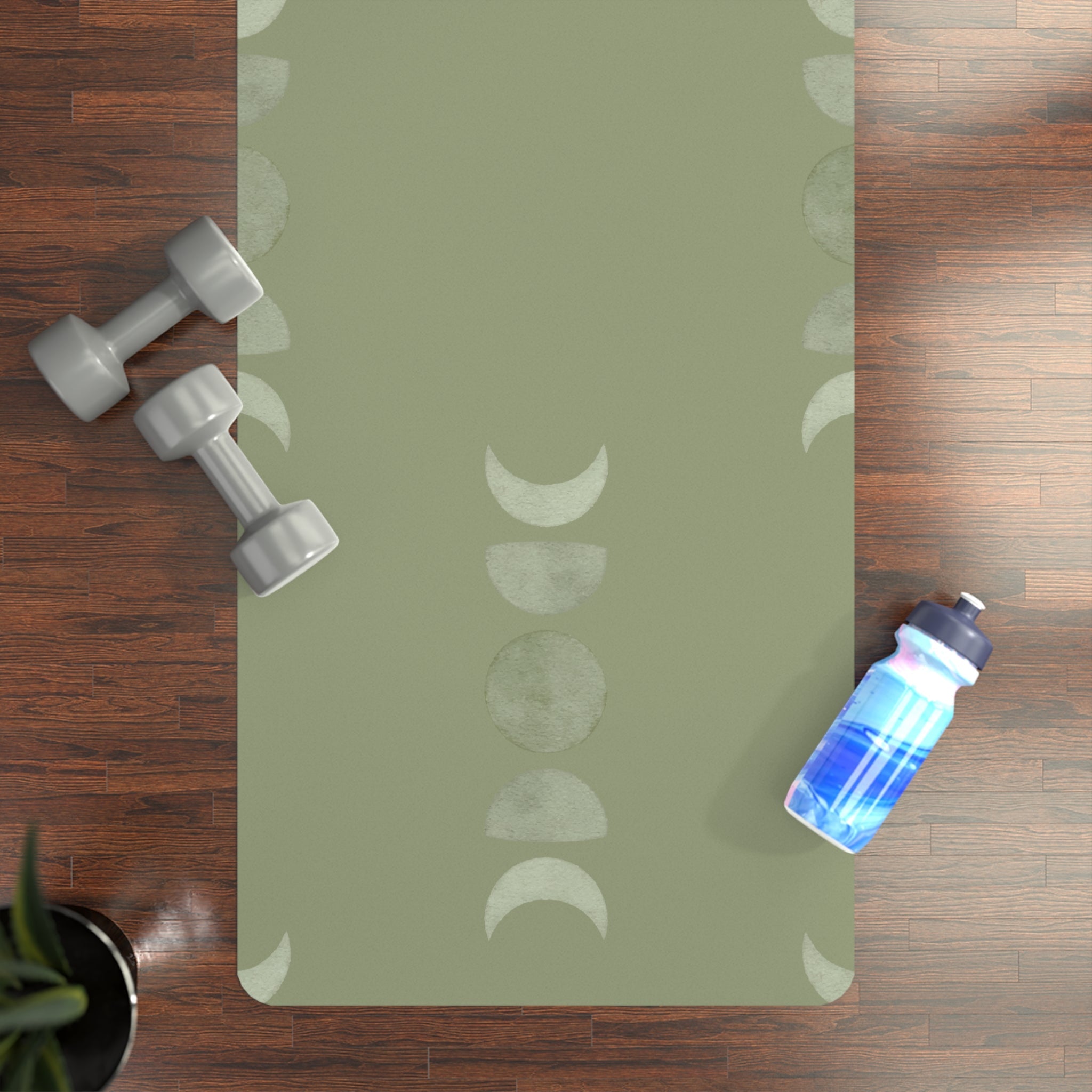 Yoga Mat with Green Moon Design, Eco - Friendly Rubber Exercise Mat, Non - Slip Yoga Mat, Perfect for Home, Gym and Studio Use - Soul Breathe