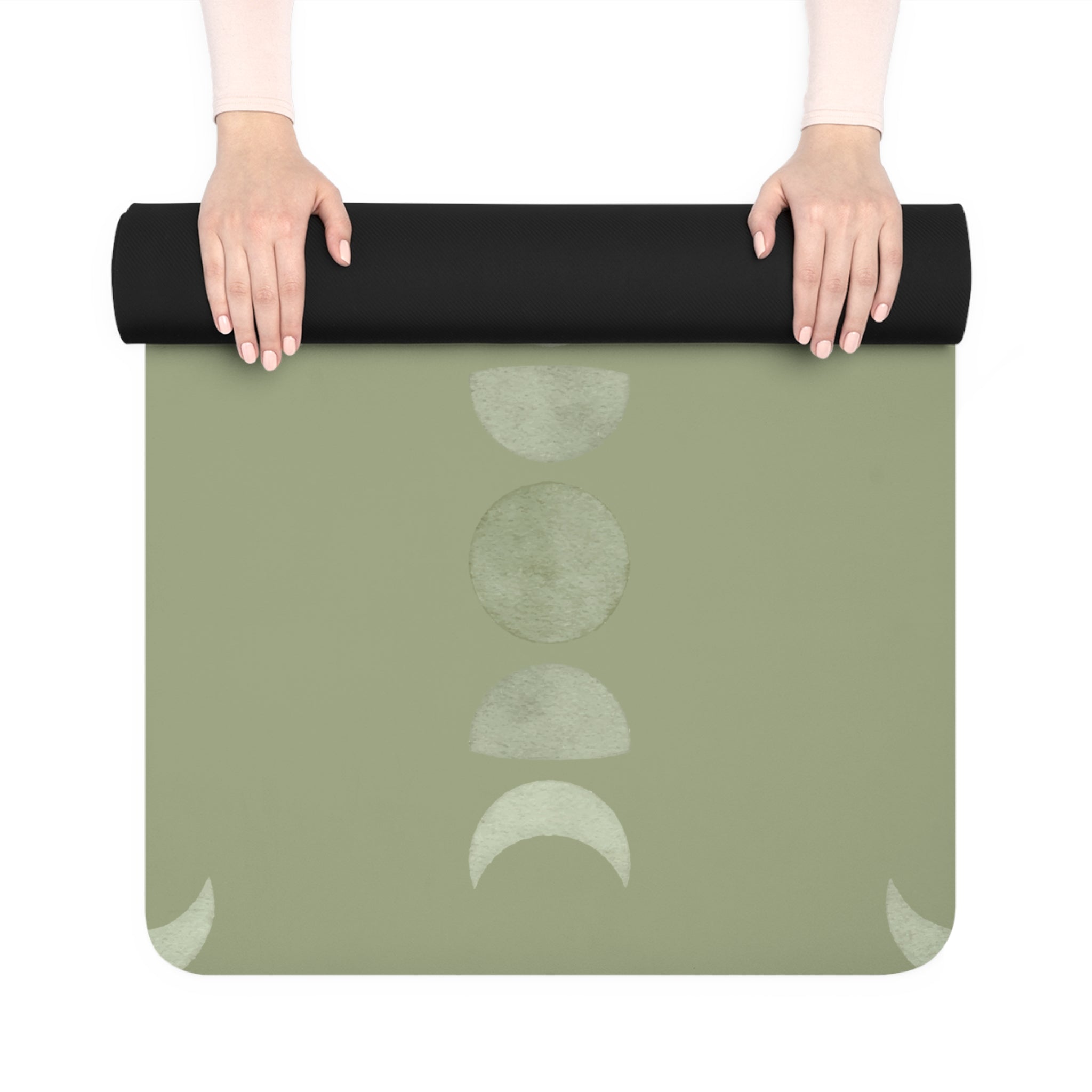 Yoga Mat with Green Moon Design, Eco - Friendly Rubber Exercise Mat, Non - Slip Yoga Mat, Perfect for Home, Gym and Studio Use - Soul Breathe