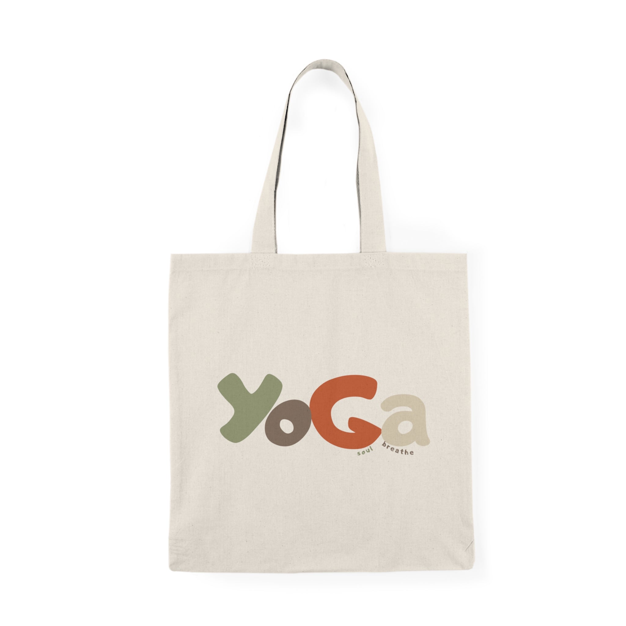 Yoga Tote Bag, Eco - Friendly Shopping Bag, Motivational Gift, Smile Design, Canvas Tote, Everyday Use, Perfect for Gifts - Soul Breathe